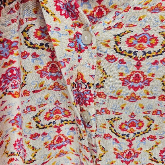 NINE WEST Womens Tunic Top XXL Multicolor Boho Popover Roll Tab Sleeves Hippie - Picture 3 of 7